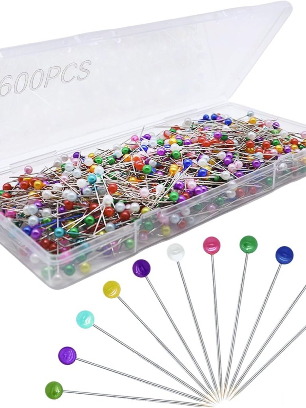 600PCS Sewing Pins, Straight Pin for Fabric, Pearlized Ball Head Quilting Pins L